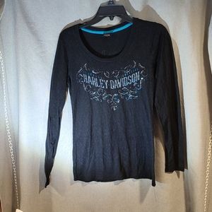 Harley Davidson Long Graphic Tee Shirt Sz S